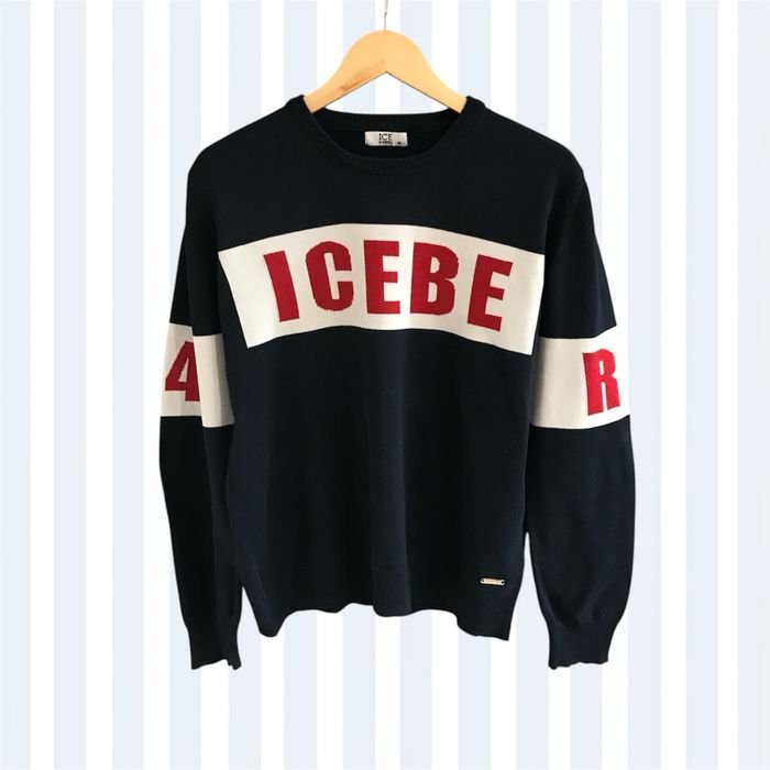 Homme Iceberg Pull Bleu Marine Coton 40