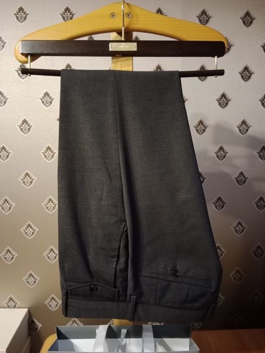 Uomo Dolce Gabbana Pantaloni Grigio Scuro Lana 32