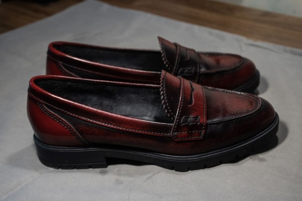 Femme Dune Mocassins Bourgogne Cuir 37
