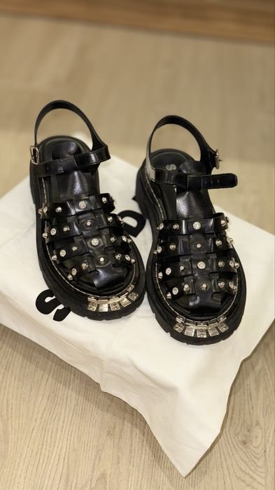 Женские Сандали Чёрные Кожа 39