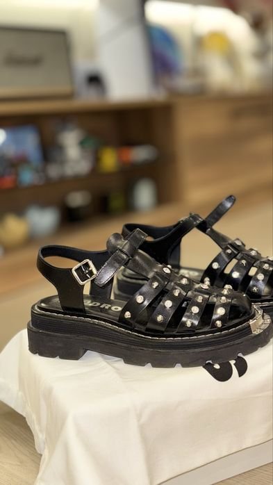 Женские Сандали Чёрные Кожа 39