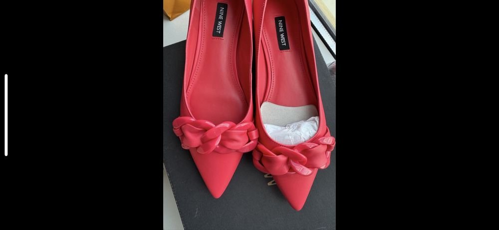 Women Nine West Heels Pink Faux Leather 37