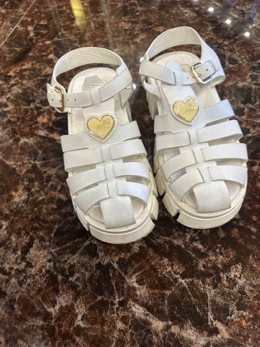 Women Love Moschino Sandals White Leather 37