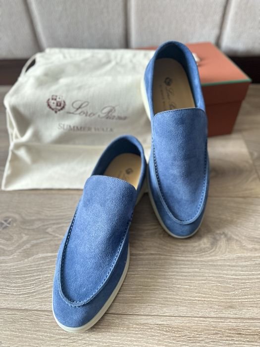 Herren Loro Piana Slipper Marineblau Wildleder 43