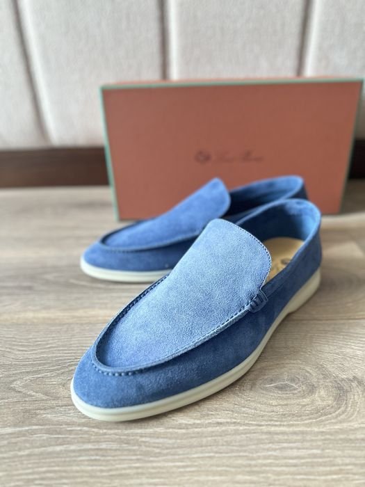 Herren Loro Piana Slipper Marineblau Wildleder 43