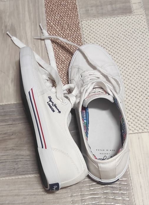 Donna Pepe Jeans Mocassini Bianchi Tessuto 38