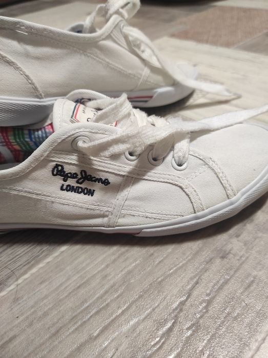 Donna Pepe Jeans Mocassini Bianchi Tessuto 38