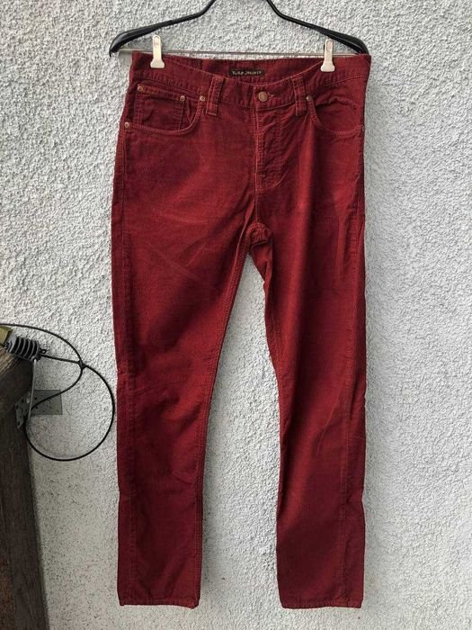 Мужской Nudie Jeans Штаны Бордовые 32