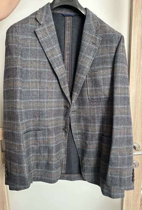 Мужской Belvest Пиджак Серый Шерсть 54