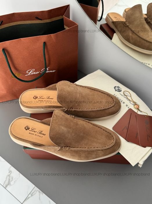 Мужской Loro Piana Лоферы Коричневый Замша 45