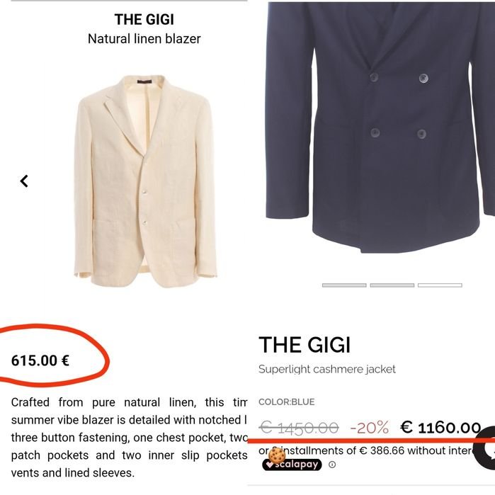 Мужской The Gigi Пиджак Синий 38