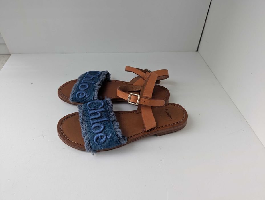 Женские Chloe Босоножки Тёмно-синие Кожа 34