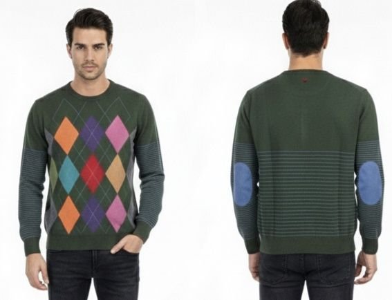 Uomo Stefanel Maglione Multicolore Lana 42