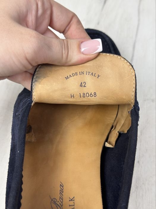 Herren Loro Piana Slipper Marineblau Leder 42.5
