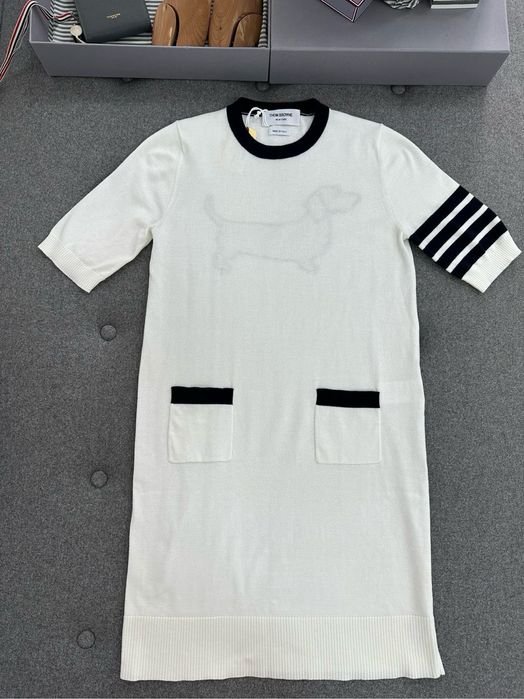 Damen Thom Browne Kleid Weiß Baumwolle 36