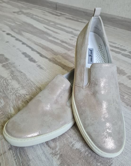Damen Paul Green Slipper Beige Wildleder 38,5