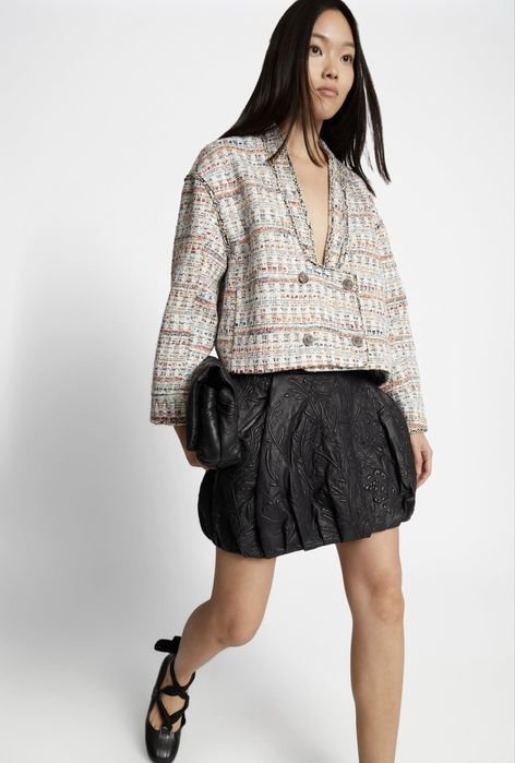 Damen Munthe Rock Schwarz Leder 40