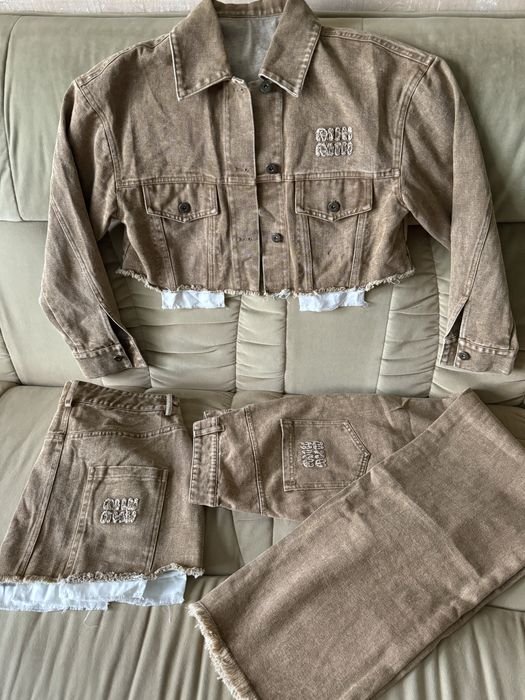 Женские MiuMiu Брюки Терракотовый Песок S