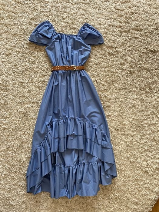 Женский Rinascimento Платье Голубое Хлопок S-M