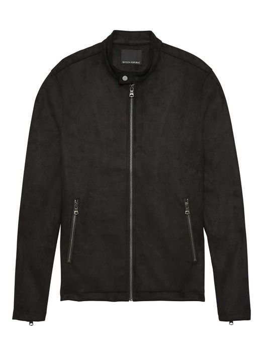 Uomo Banana Republic Giacca Moto Nera Suede Vegano