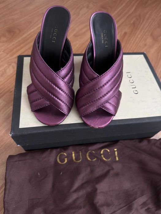 Женские Gucci Мюли Фиолетовые Шкірзам 35