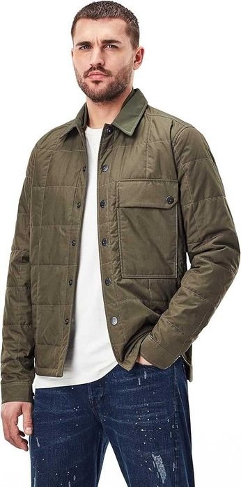Uomo G-STAR RAW Quilted Overshirt Kaki Cotone 40