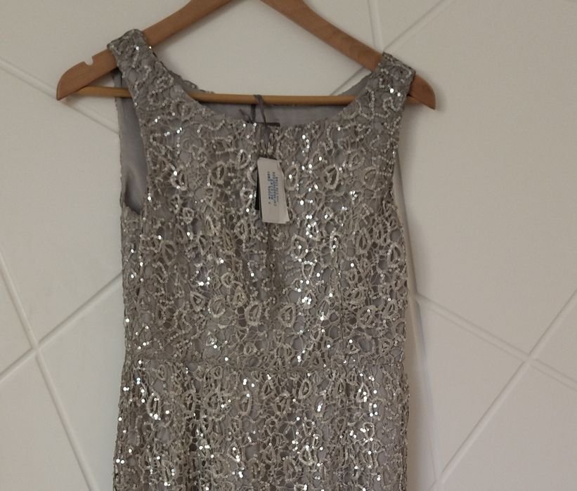 Donna Laura Ashley Abito Grigio Altro Materiale 34