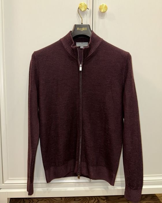 Мужской Canali Кардиган Бордовый Шерсть 40