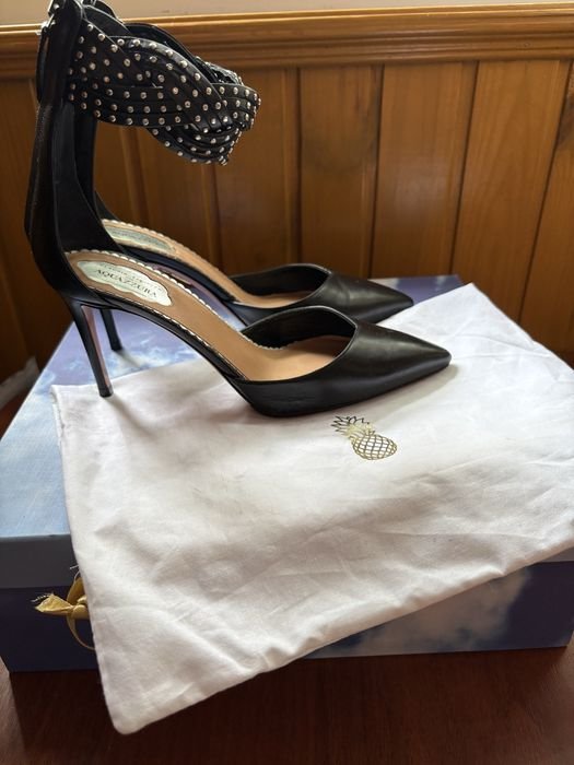 Женские Aquazzura Босоножки Чёрные Кожа 36