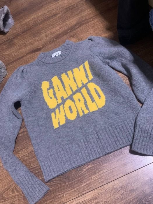 Мужской Ganni Светр Серый Шерсть XS