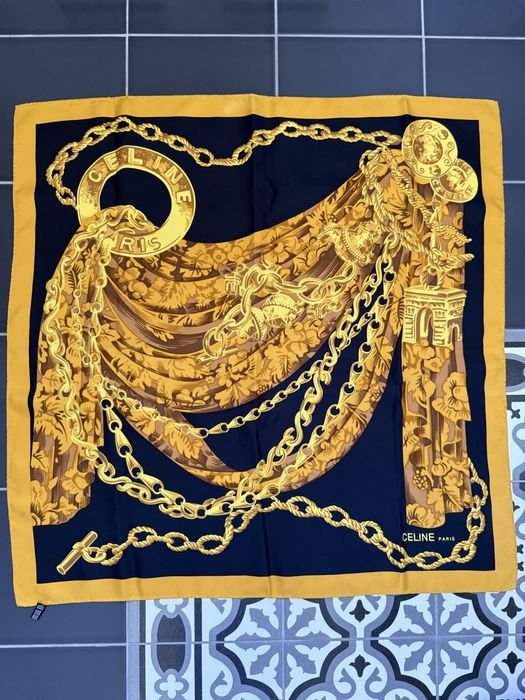 Unisexe Celine Écharpe Vintage Soie 60x60cm