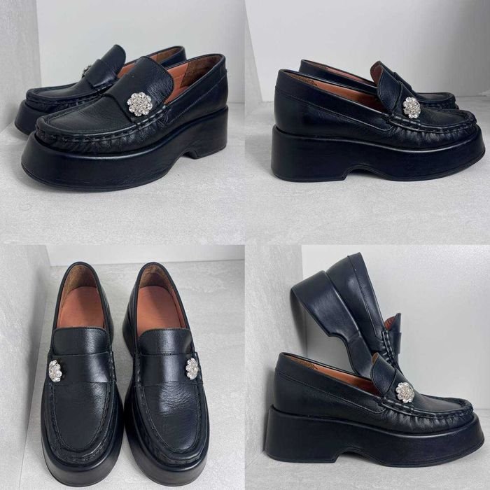 Damen Ganni Slipper Schwarz Leder 37