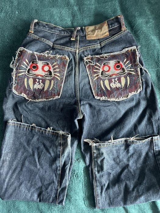 Мужские Широкие Джинсы Синий Деним