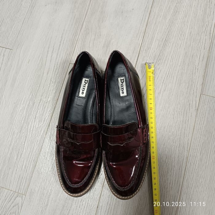Women Dune London Loafers Burgundy Patent Leather