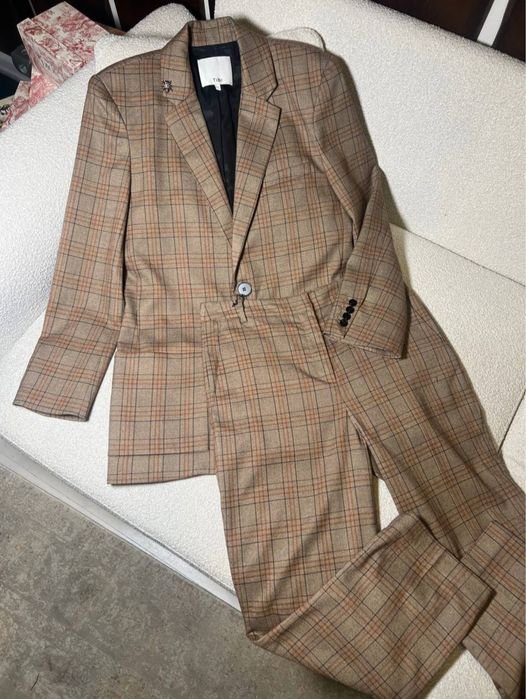 Femme Tibi Costume Marron À Carreaux 40