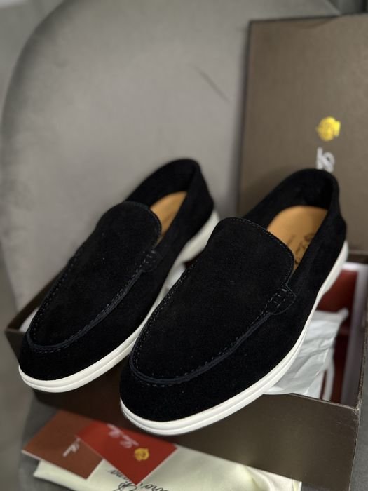 Мужские Loro Piana Лоферы Чёрные Замша 44