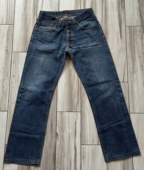 Мужской Nudie Jeans Джинсы Тёмно-синий Джинс