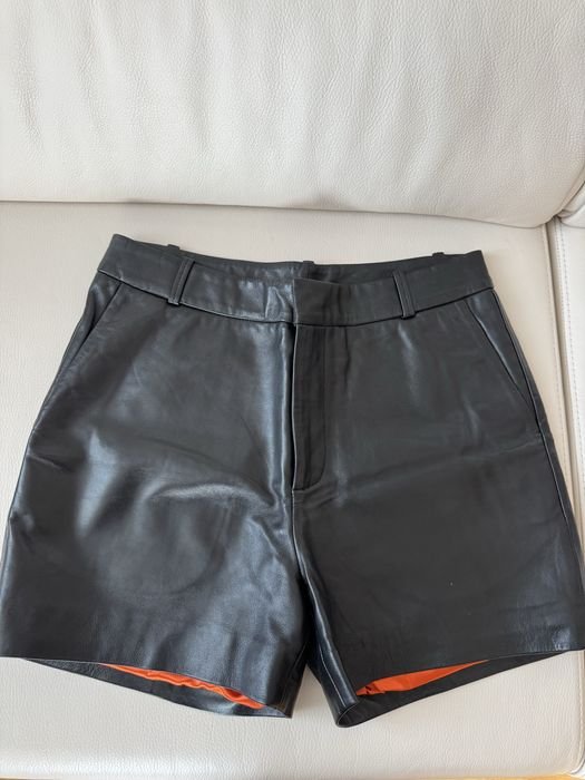 Женские Ganni Шорты Чёрные Кожаные