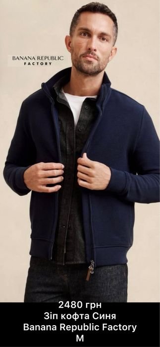 Uomo Banana Republic Factory Giacca Zip Blu Navy