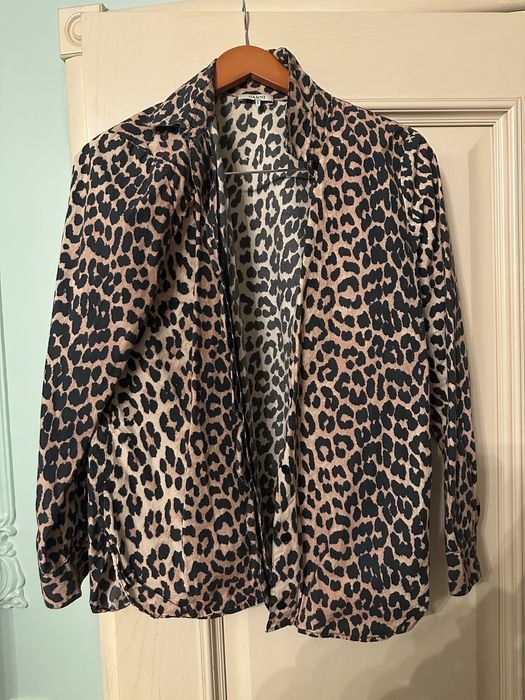 Женская Ganni Сорочка Анималистичный Принт Хлопок