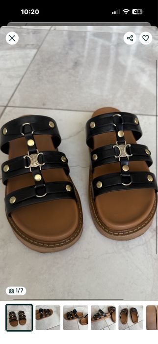 Женские Celine Босоножки Чёрные Кожа 36