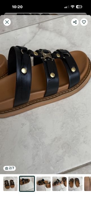 Женские Celine Босоножки Чёрные Кожа 36