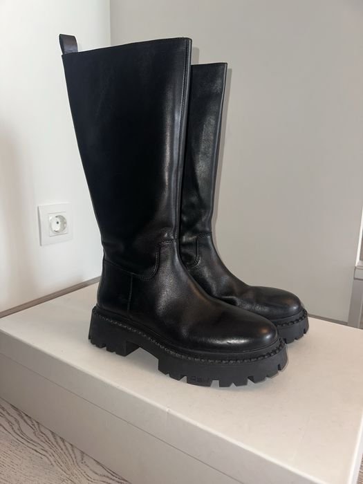 Donna Ash Stivali Alti Neri Pelle 38