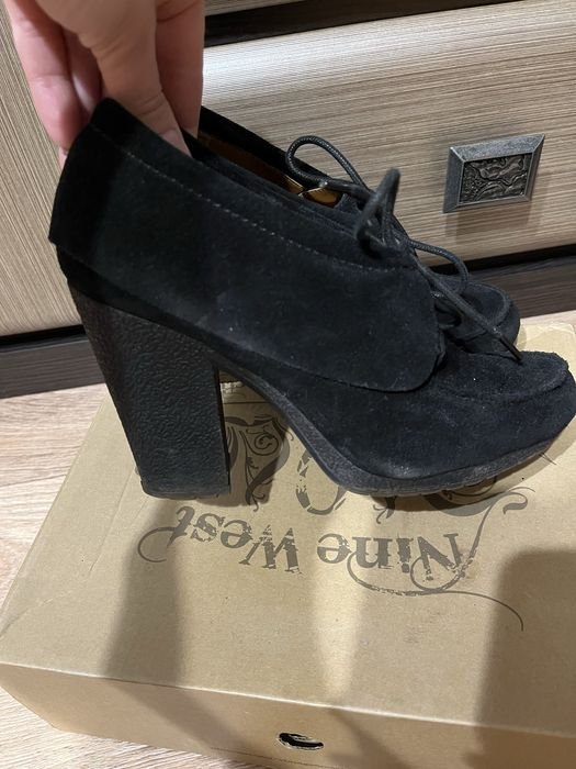 Women Nine West Ankle Boots Black Suede 39