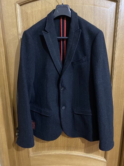 Uomo Iceberg Cappotto Blu Navy Lana 44