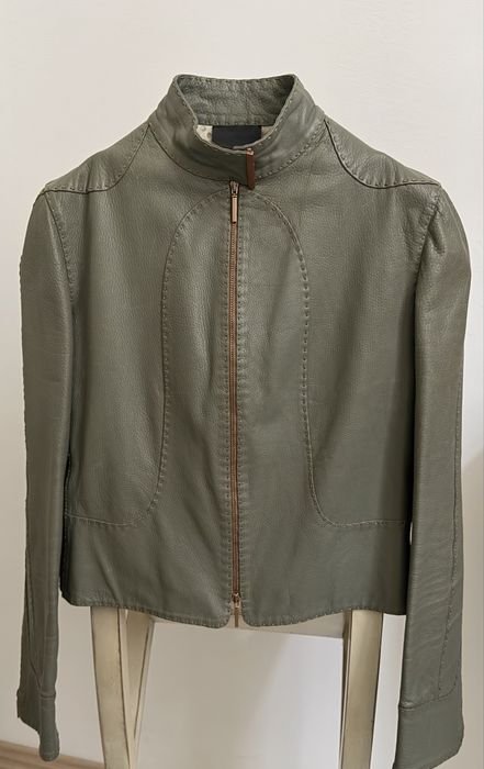Femme Fendi Veste Olive Cuir 42