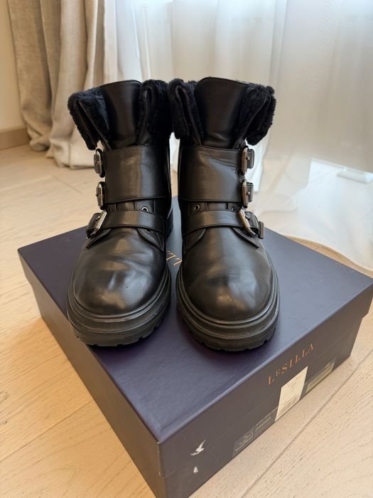 Femme Le Silla Bottes d'Hiver Noires Cuir 40