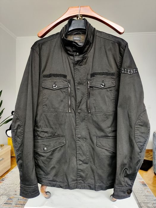 Herren Diesel Militärjacke Schwarz Baumwolle 40