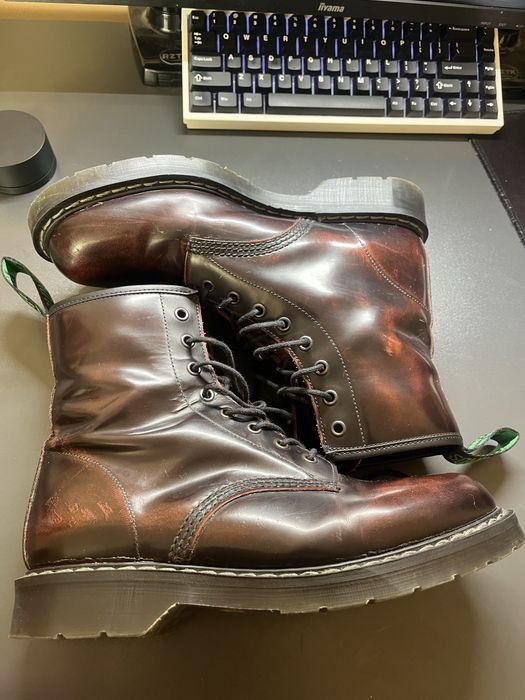 Мужские Solovair Ботинки Бордовый Натуральная кожа