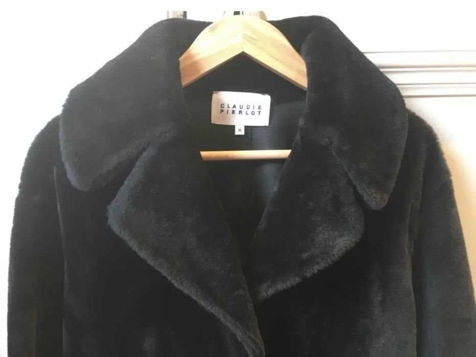 Donna Claudie Pierlot Cappotto Nero Pelle di